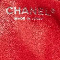 Pre Owned Chanel Red Quilted Caviar Leather Classic East West Flap Bag