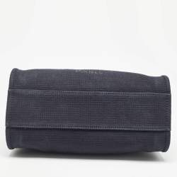 Chanel Navy Blue/Black Canvas Small Deauville Tote