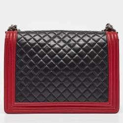 Chanel Black/Red Quilted Leather Large Boy Flap Bag