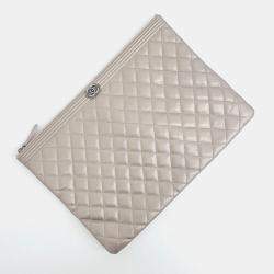 Chanel Bronze Caviar Leather Boy Large Pouch 