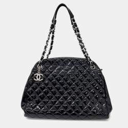 Chanel Black Quilted Patent Large Just Mademoiselle Bowler Bag