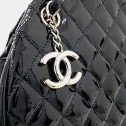 Chanel Black Quilted Patent Large Just Mademoiselle Bowler Bag