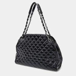 Chanel Black Quilted Patent Large Just Mademoiselle Bowler Bag