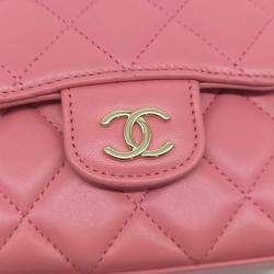 Pre Owned Chanel Pink Quilted Leather Mini CC Square Top Handle Bag
