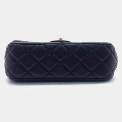 Pre Owned Chanel Black Leather Metal Top Chain Crossbody Bag