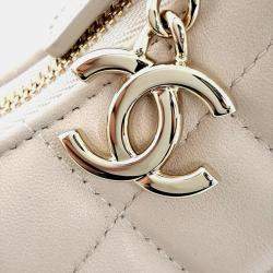 Chanel Beige Leather Chain Around Hobo Bag