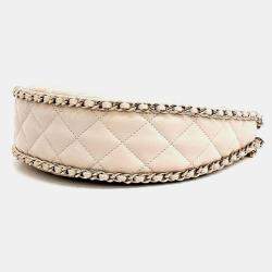 Chanel Beige Leather Chain Around Hobo Bag