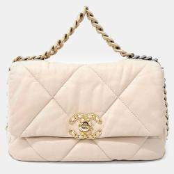 Chanel Beige Leather Small 19 Flap Bag