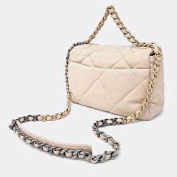 Chanel Beige Leather Small 19 Flap Bag