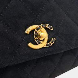 Pre Owned Chanel Black suede Chain Flap Bag  