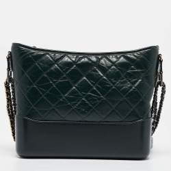 Chanel Green Quilted Aged Leather Medium Gabrielle Hobo