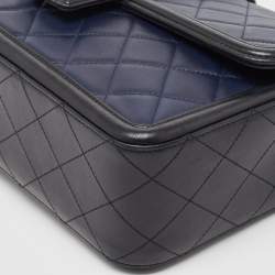 Pre Owned Chanel Navy Blue/Black Quilted Leather Elegant CC Shoulder Bag