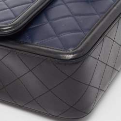 Pre Owned Chanel Navy Blue/Black Quilted Leather Elegant CC Shoulder Bag