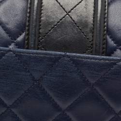 Pre Owned Chanel Navy Blue/Black Quilted Leather Elegant CC Shoulder Bag