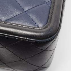 Pre Owned Chanel Navy Blue/Black Quilted Leather Elegant CC Shoulder Bag