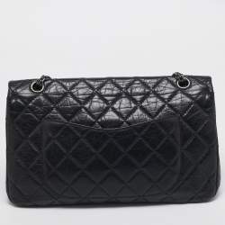 Chanel Black Quilted Aged Leather Reissue 2.55 Classic 227 Flap Bag