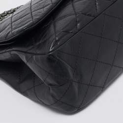 Chanel Black Quilted Aged Leather Reissue 2.55 Classic 227 Flap Bag