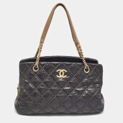 Pre Owned Chanel Black/Beige Quilted Leather Paris Dallas Chic Stitch Bag