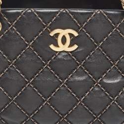 Pre Owned Chanel Black/Beige Quilted Leather Paris Dallas Chic Stitch Bag