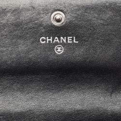 Chanel Black Camellia Embossed Leather Large Flap Wallet