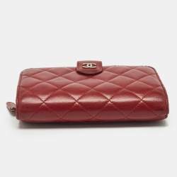 Chanel Red Quilted Leather CC French Wallet
