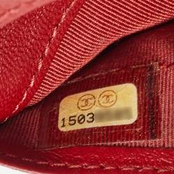 Chanel Red Quilted Leather CC French Wallet