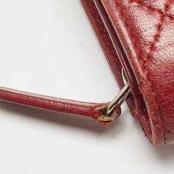Chanel Red Quilted Leather CC French Wallet
