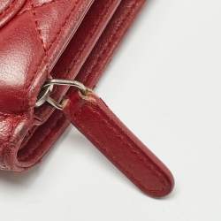 Chanel Red Quilted Leather CC French Wallet