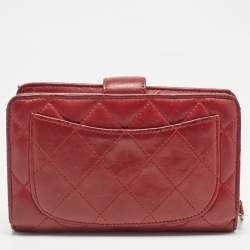 Chanel Red Quilted Leather CC French Wallet