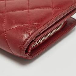 Chanel Red Quilted Leather CC French Wallet