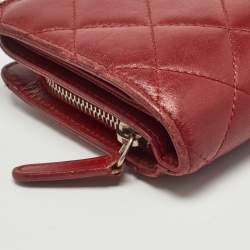Chanel Red Quilted Leather CC French Wallet
