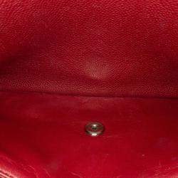 Pre Owned Chanel Red Jumbo Classic Caviar Double Flap