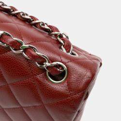 Pre Owned Chanel Red Jumbo Classic Caviar Double Flap