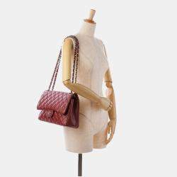 Pre Owned Chanel Red Jumbo Classic Caviar Double Flap