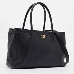 Pre Owned Chanel Black Leather Cerf Shopper Tote