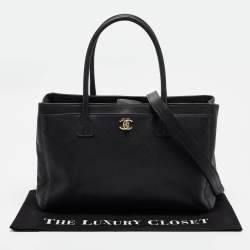 Pre Owned Chanel Black Leather Cerf Shopper Tote