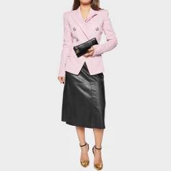 Pre Owned Chanel Black Lizard CC Pushlock Zip Clutch