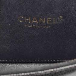 Pre Owned Chanel Black Lizard CC Pushlock Zip Clutch