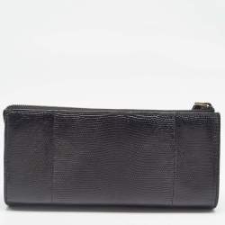 Pre Owned Chanel Black Lizard CC Pushlock Zip Clutch