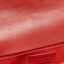 Pre Owned Chanel Red Quilted Leather Medium Boy Flap Bag