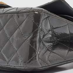Pre Owned Chanel Grey Quilted Aged Patent Leather Classic 227 Reissue 2.55 Flap Bag