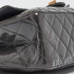 Pre Owned Chanel Grey Quilted Aged Patent Leather Classic 227 Reissue 2.55 Flap Bag