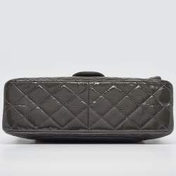 Pre Owned Chanel Grey Quilted Aged Patent Leather Classic 227 Reissue 2.55 Flap Bag