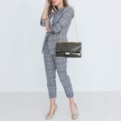 Pre Owned Chanel Grey Quilted Aged Patent Leather Classic 227 Reissue 2.55 Flap Bag