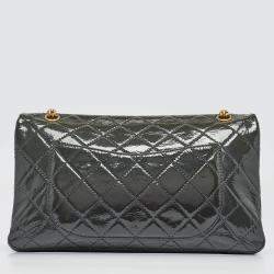 Pre Owned Chanel Grey Quilted Aged Patent Leather Classic 227 Reissue 2.55 Flap Bag