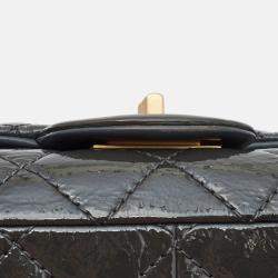 Pre Owned Chanel Grey Quilted Aged Patent Leather Classic 227 Reissue 2.55 Flap Bag