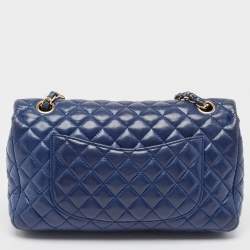 Pre Owned Chanel Blue Quilted Leather Small Valentine Charm Single Flap Bag