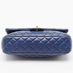 Pre Owned Chanel Blue Quilted Leather Small Valentine Charm Single Flap Bag