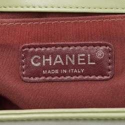 Chanel Green Chevron Leather Medium Boy Flap Bag