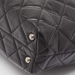 Pre Owned Chanel Black Quilted Aged Leather Reissue East West Tote